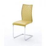 Kim Dining Chair In Curry Faux Leather With Mesh Back
