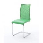 Kim Dining Chair In Green Faux Leather With Mesh Back