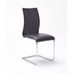Kim Dining Chair In Black Faux Leather With Mesh Back