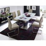 Helio Extendable Glass Dining Table With 6 Alamona Truffle Chair