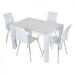 Lenovo Dining Table Set With 4 Chairs In Matt White