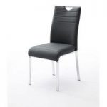 Slash Dining Chair In Black Faux Leather With Chrome Foot Frame