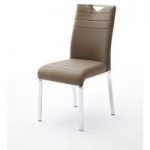 Slash Dining Chair In Cappuccino PU With Chrome Foot Frame