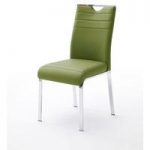 Slash Dining Chair In Olive Faux leather With Chrome Foot Frame