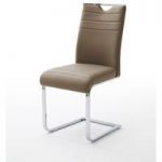 Slash Dining Chair In Cappuccino PU With Chrome Cantilever Frame