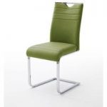 Slash Dining Chair In Olive PU With Chrome Cantilever Frame