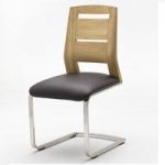 Pisa Dining Chair In Pu Brown Leather And Wild Oak