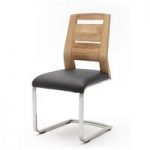 Pisa Dining Chair In Black Pu Leather And Wild Oak