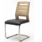 Pisa Dining Chair In Pu Brown Leather And Bianco Wood