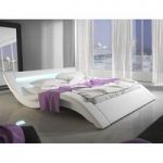 Sienna Designer King Size Bed In White PU With Multi LED