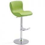Fresh Bar Stool In Green Faux Leather With Round Chrome Base