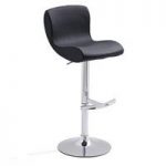 Fresh Bar Stool In Black Faux Leather With Round Chrome Base