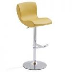 Fresh Bar Stool In Curry Faux Leather With Round Chrome Base