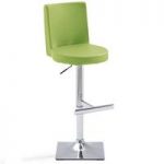 Twist Bar Stool Green Faux Leather With Square Chrome Base