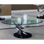 Spiral Glass Coffee Table With Satin Plated Supports