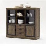 Norfolk Display Cabinet Pine Antique Brown Finish With Metal