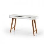 Anke Console Desk In White With Beech Legs