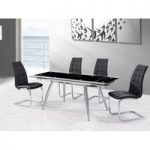 Mandy Extendable Glass Dining Table With 6 New York Black Chair