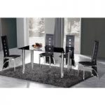 Crystal Glass Dining Set With 6 Miller Black Design Chairs