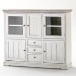 Opal Highboard In White Pine With Glass Doors