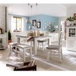 Opal Extendable Dining Table 4 Chairs And Bench In White Pine