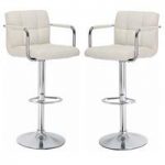 Glenn Bar Stools In Cream Faux Leather in A Pair