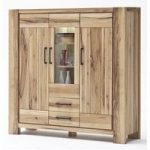 Sussex Highboard In Solid Wild Oak With Led Light