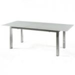 Bentini Extending Dining Table White Frosted Glass And Chrome