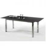 Bentini Extending Dining Table Black Glass And Chrome