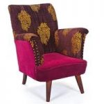Royal Vintage Lounge Chair In Crushed Bordeau Velvet