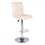 Ripple Bar Stool In Cream Faux Leather With Chrome Base