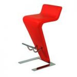 Farello Bar Stool In Red Faux Leather With Chrome Base