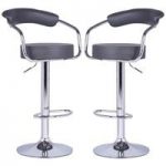 Zenith Bar Stools In Charcoal Grey Faux Leather in A Pair