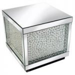Rosalie Side Table Large In Silver With Glass And Crystals