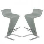 Farello Bar Stools In Charcoal Grey Faux Leather in A Pair