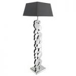 Rosie Floor Lamp In Mirrored Panel With Black Shade