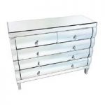 Zion Sideboard In Curved Mirror With Silver Legs And 3+2 Drawers