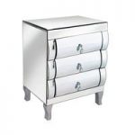 Zion 3 Drawer Chest And Bedside Cabinet In Curved Mirror