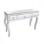 Zion Console Table In Curved Mirror With Silver Legs