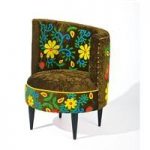 Spanish Club Chair Fabric Foral Design