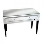 Marcus Console Table In Mirror Glass And Silver With Dark Feet