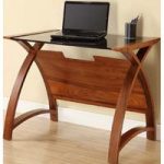 Cohen Curve Laptop Table Small In Black Glass Top And Walnut