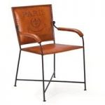 Rosi Dining Chair With Arms Leather French Design Metal Frame