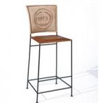 Rosi Bar Chair Canvas Leather French Design Metal Frame