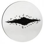 Lara Glass Wall Art Round In Silver With Black Glitter Cluster