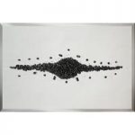 Lara Glass Wall Art Large In Silver With Black Glitter Cluster