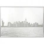 Serena Glass Wall Art In Silver With New York Design On Mirror