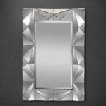 Ella Stylish Wall Mirror In Wood And Glass With Embossed OutLine