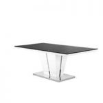 Memphis Glass Dining Table In High Gloss With Chrome Base
