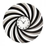 Phantom Swirl Wall Clock In Black Mirrored Glass And Acrylic